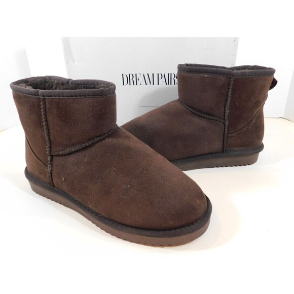 Dream Pairs Classic Pull On Faux Fur Lined Ankle Short Boot Women's sz 8 M Brown - Picture 1 of 7